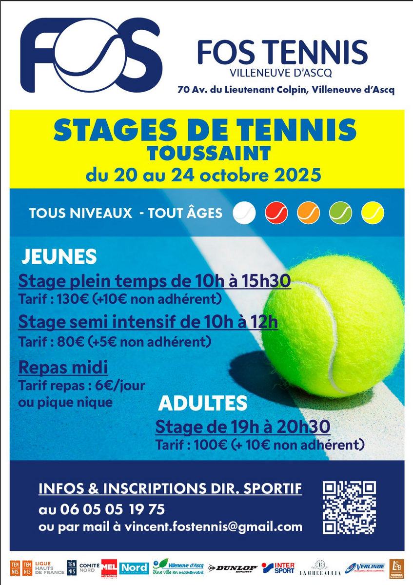 Stage de tennis - Toussaint 2025